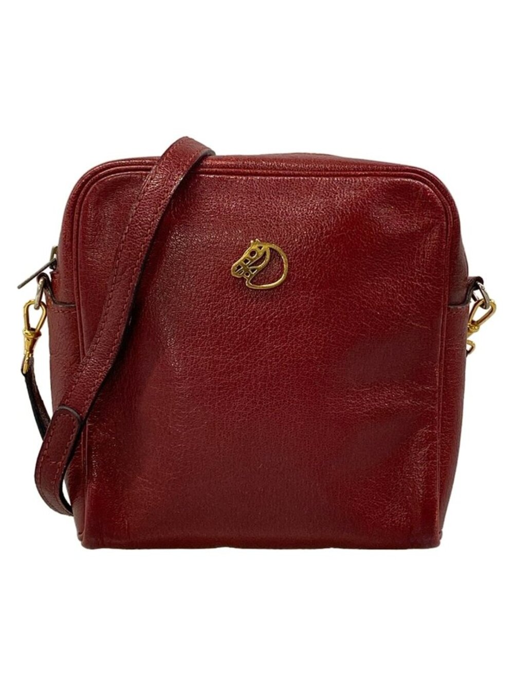 Hermes Shoulder Bag Red Gold Jockey Leather